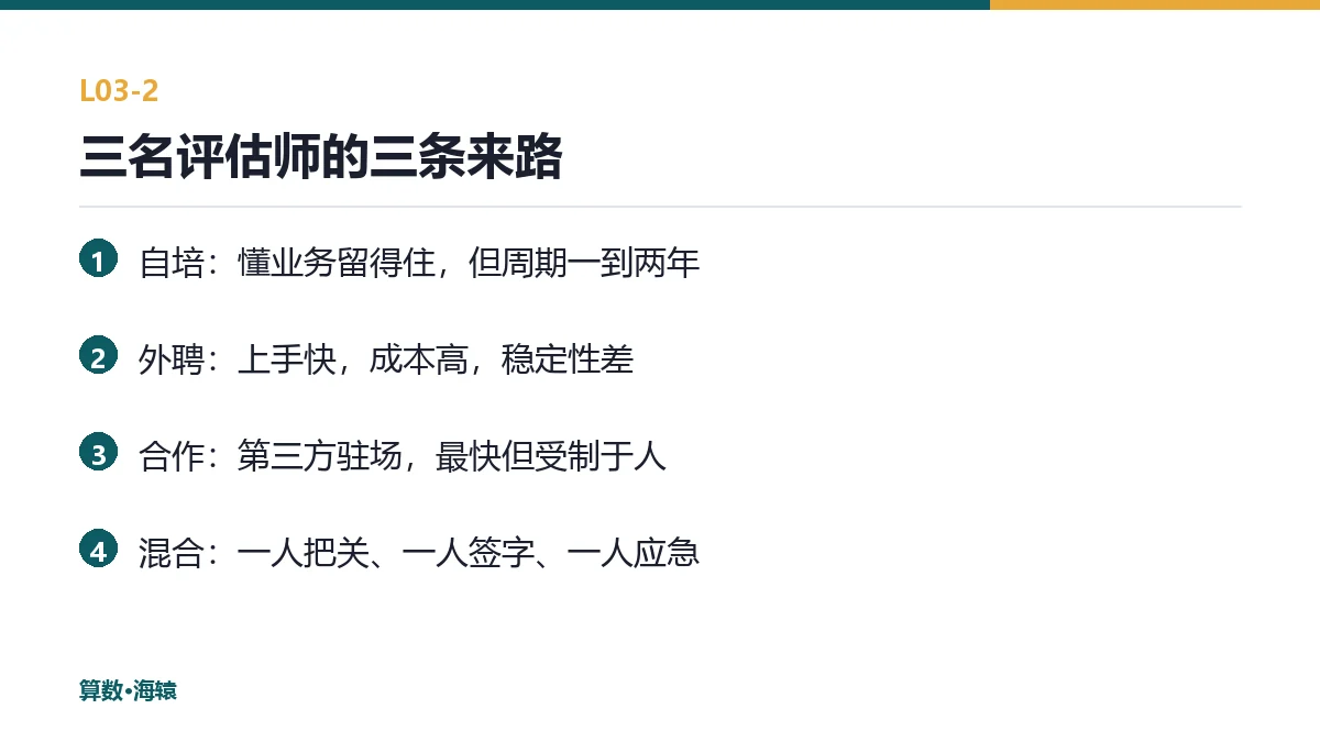 三名评估师的三条来路