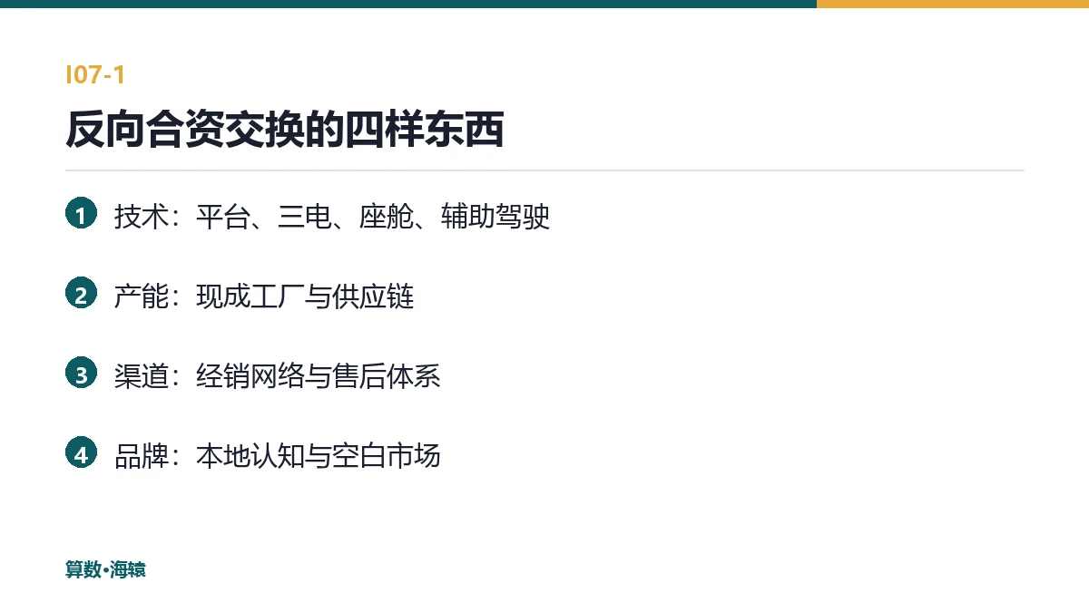 反向合资的四种交换要素