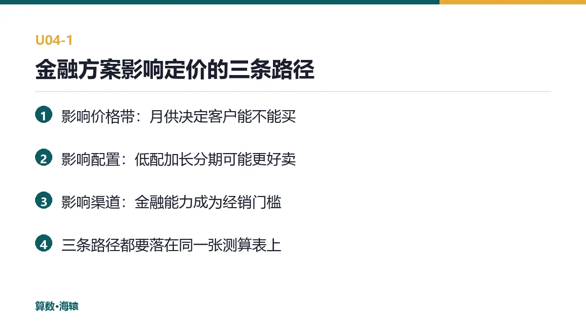 金融方案影响定价的三条路径