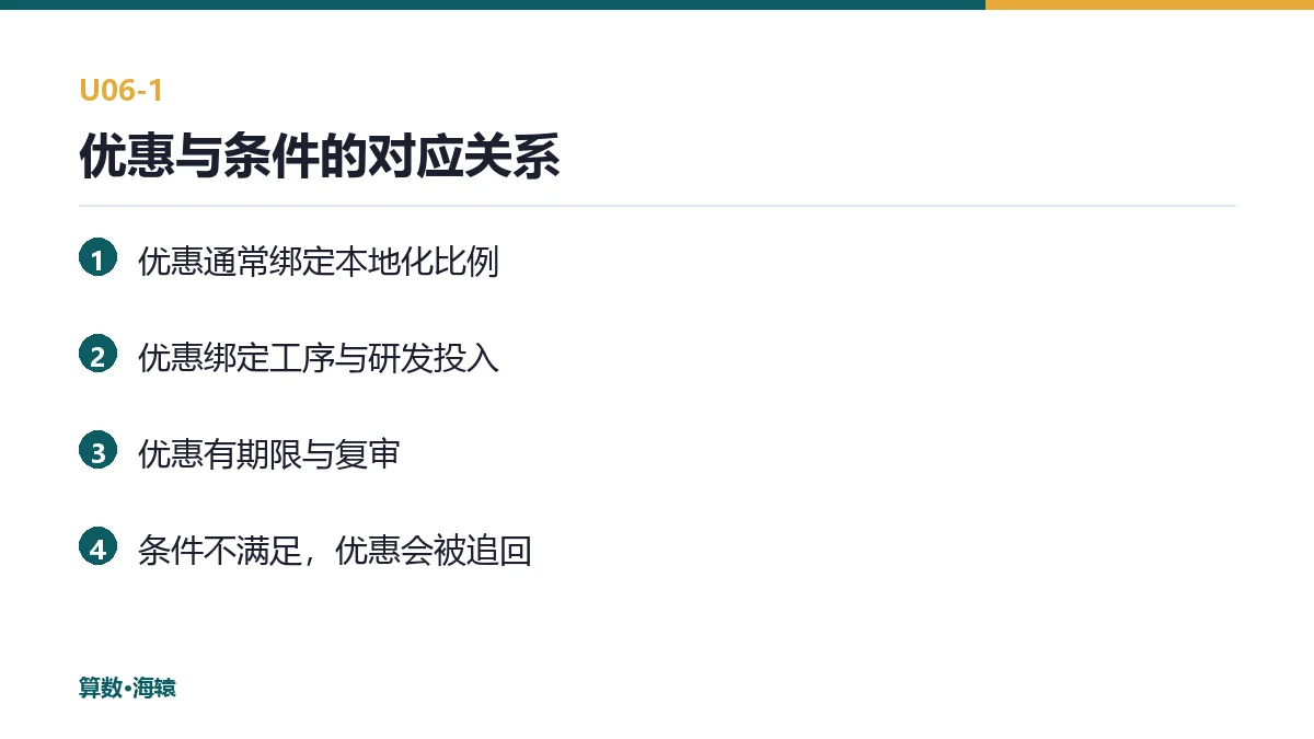 优惠与条件的对应关系