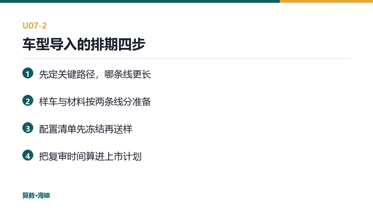 车型导入的排期四步