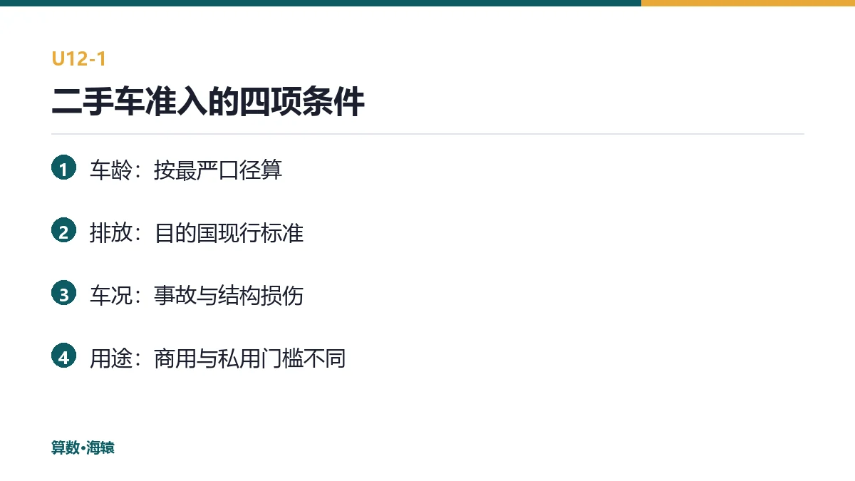 二手车准入的四项条件