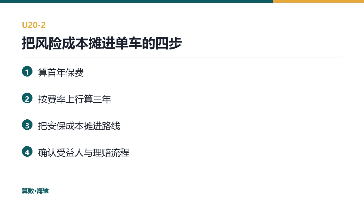 把风险成本摊进单车的四步